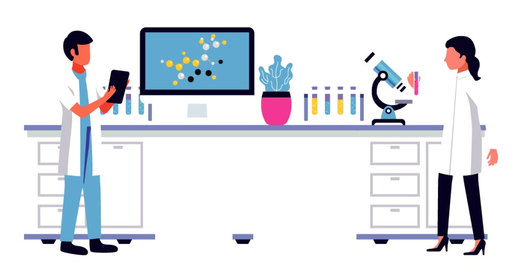 Libro para colorear: los científicos y sus&nbsp;laboratorios